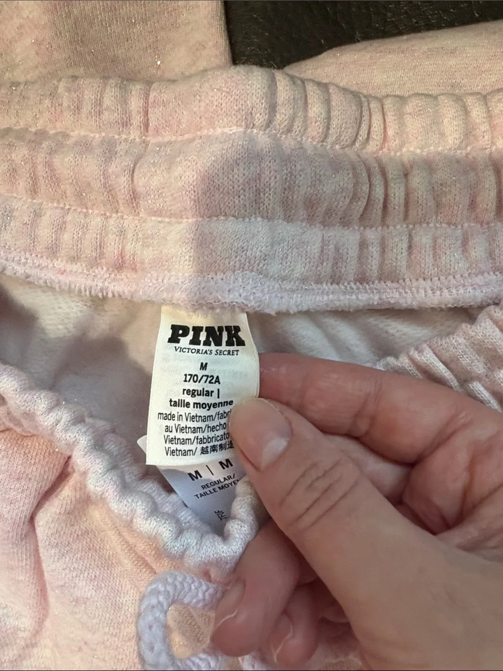 Victoria Secret Pink fleece wide leg sweatpants in heather pink petal woven
